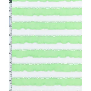 2 1/8 YD PC-Green/White Stripe Ruffle Knit Fabric