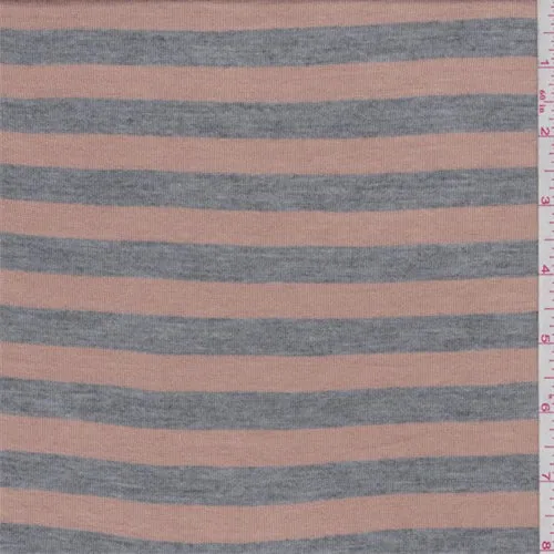 4 YD PC-Caramel/Heather Grey Stripe T-Shirt Knit Fabric