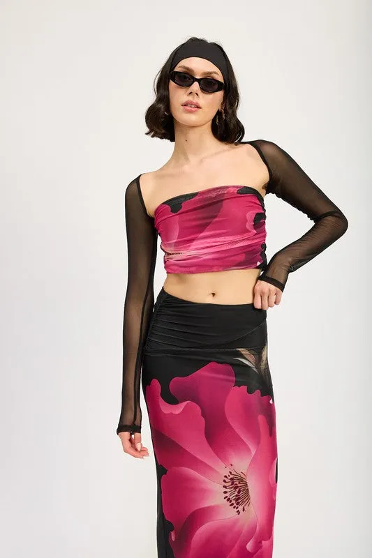 Aaliyah Mesh Print Tube Top