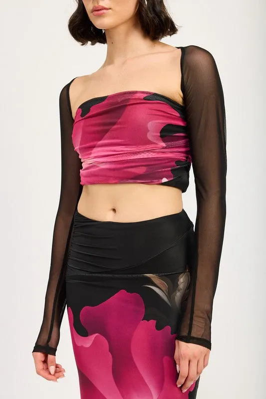 Aaliyah Mesh Print Tube Top