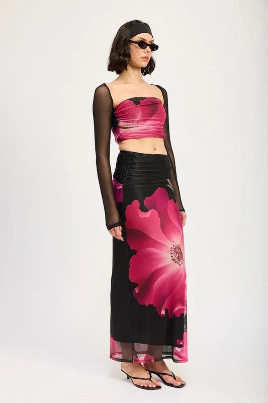 Aaliyah Mesh Print Tube Top