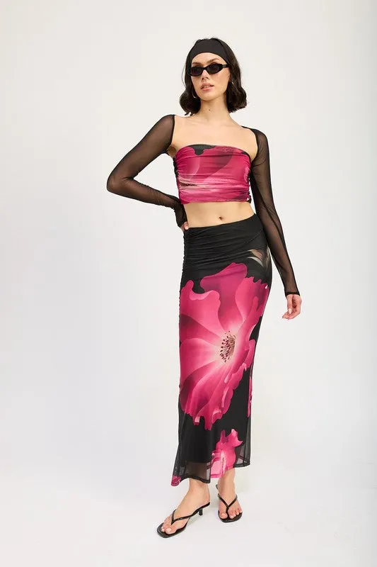 Aaliyah Mesh Print Tube Top