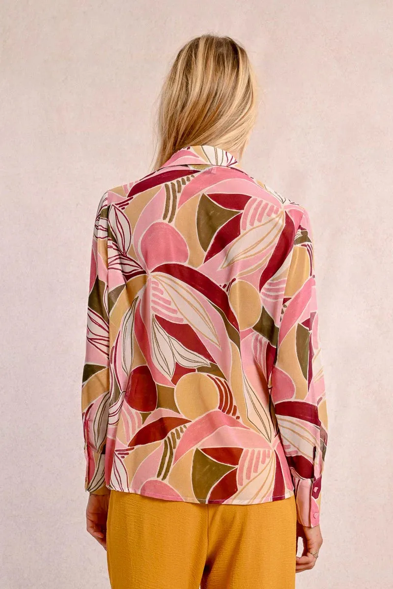 Abstract Leaf Blouse in Pink