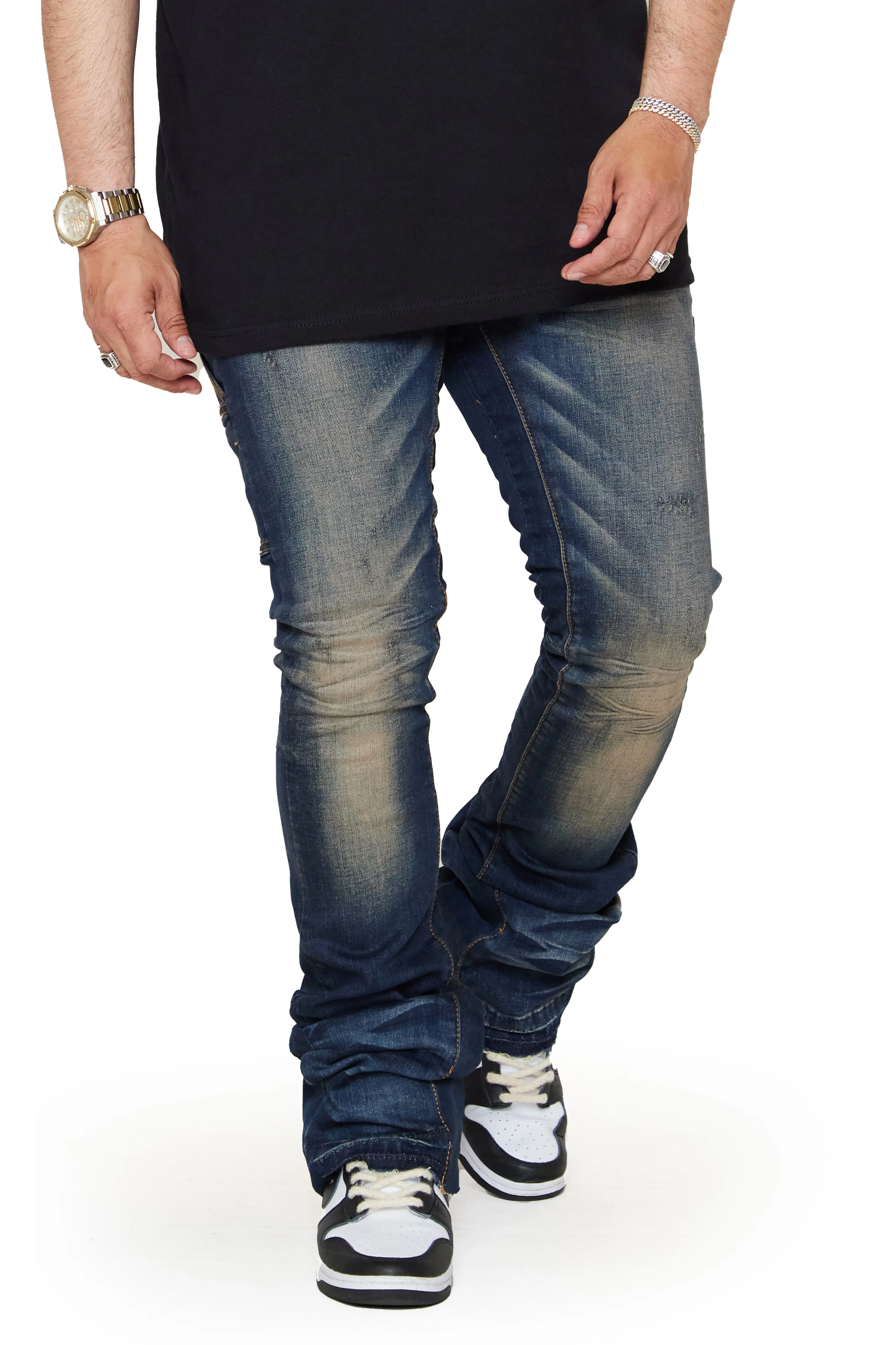 “ACHILLES” DK.VINTAGE SUPER STACKED FLARE JEAN