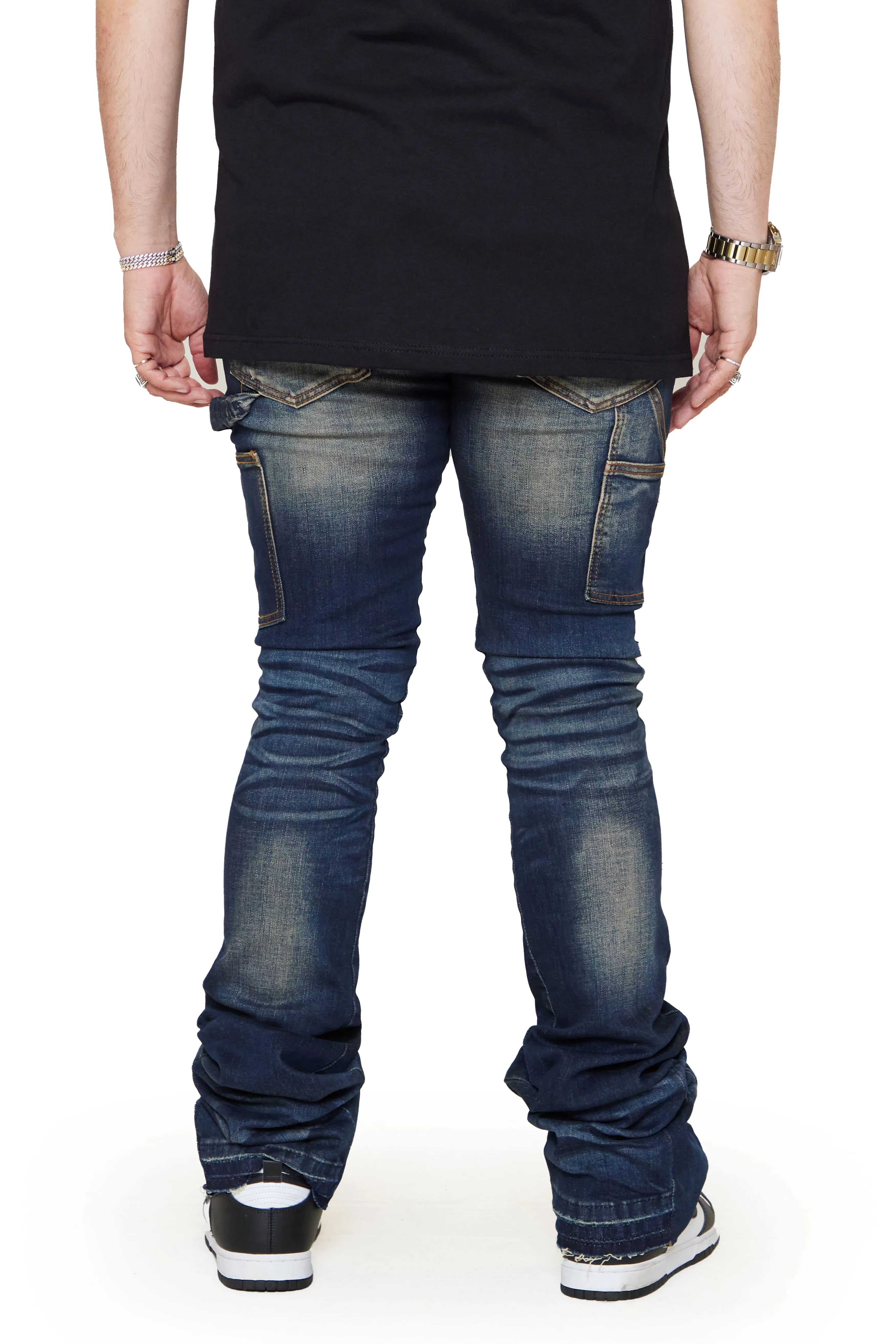 “ACHILLES” DK.VINTAGE SUPER STACKED FLARE JEAN