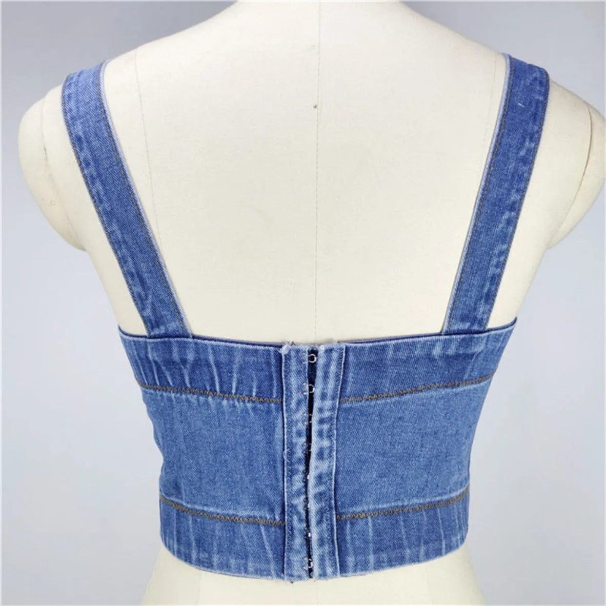 All Denim Cami Corset Top