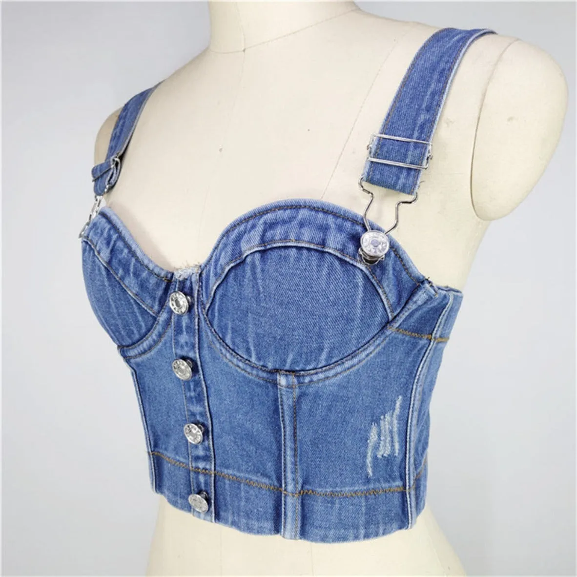 All Denim Cami Corset Top