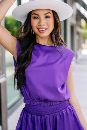 Always On Time Purple Satin Tank