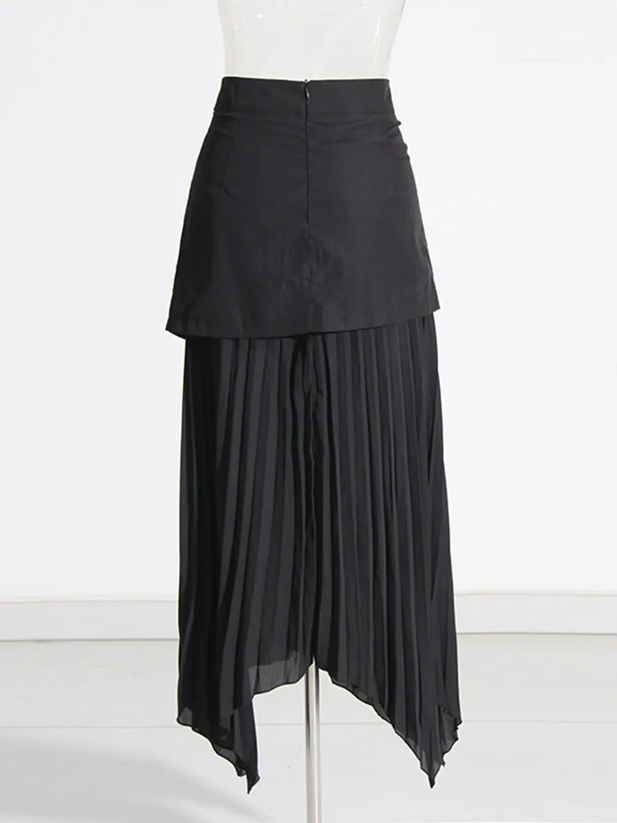 Asymmetrical Pleated Midi Skirt