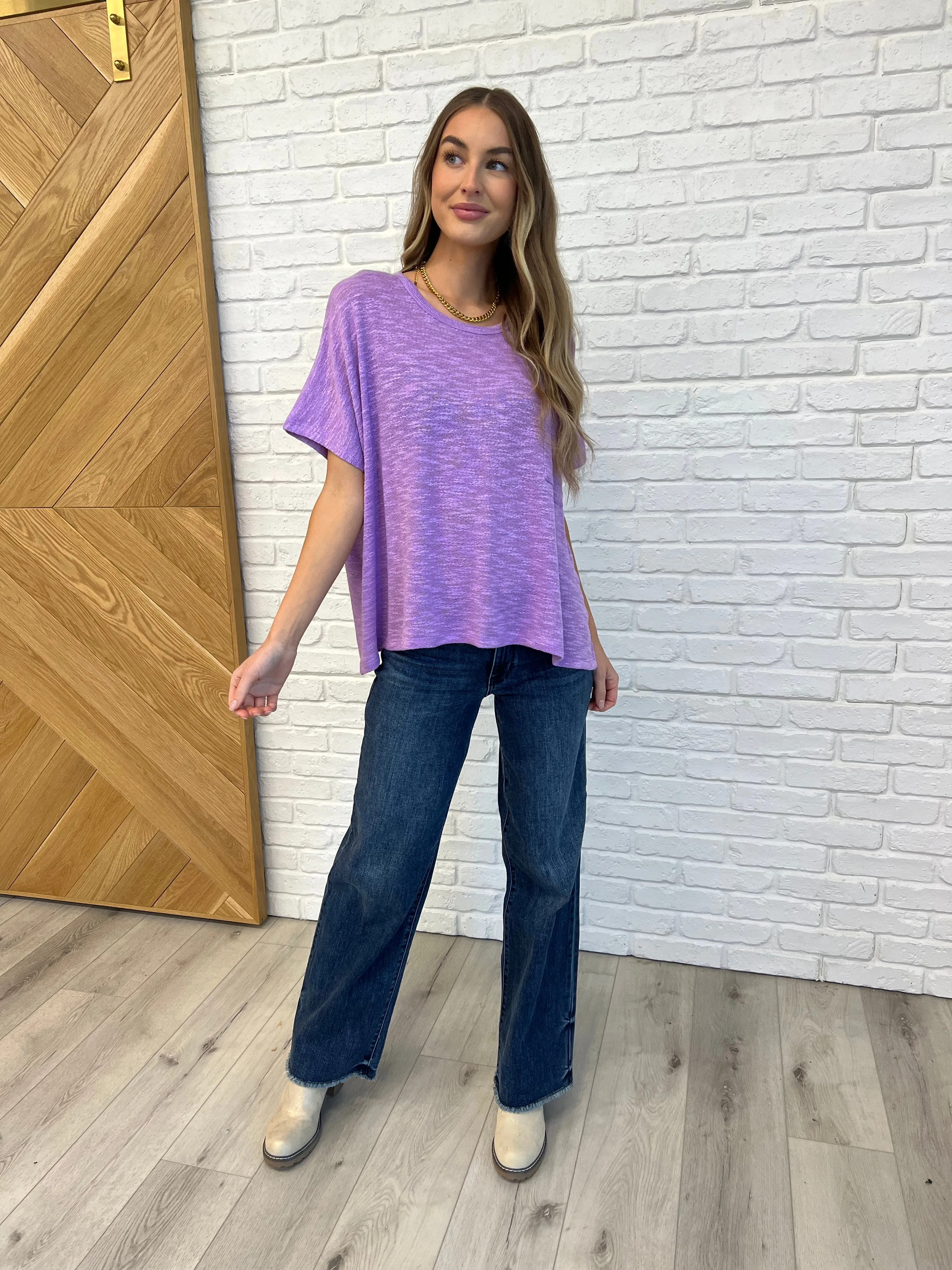 Basically Flowing Dolman Sleeve Top in Lavender