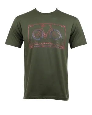 Bicycle Vintage Cassette Tape T-Shirt Army Green
