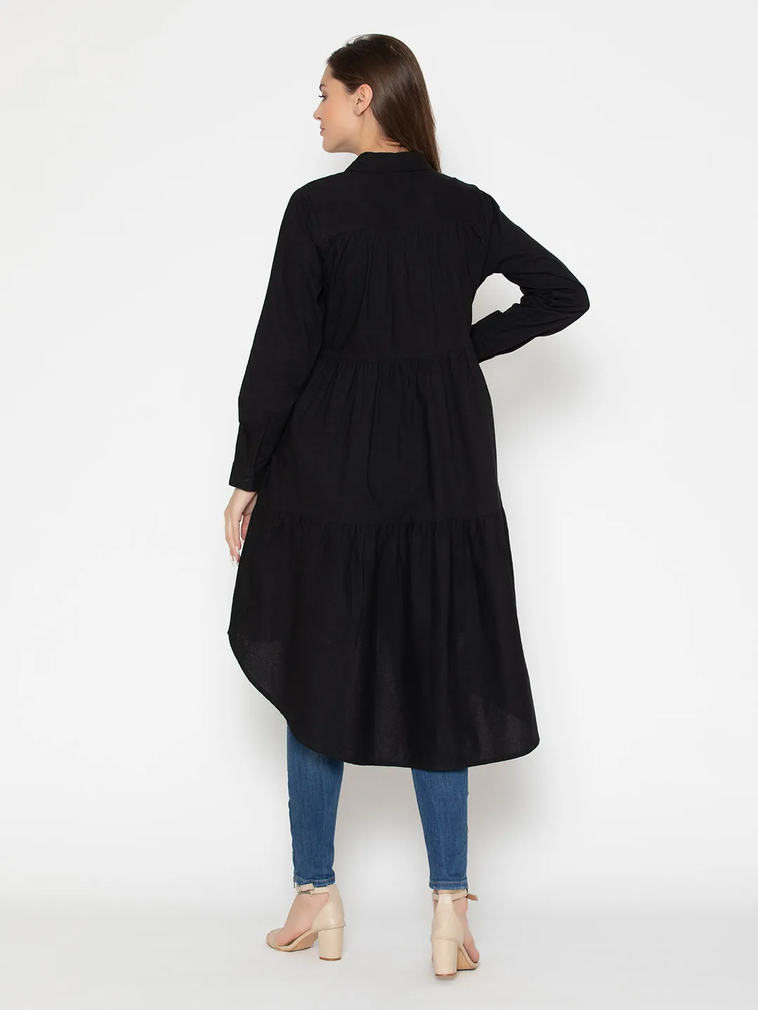Black Cotton Eternal Noble Dotted Tunic