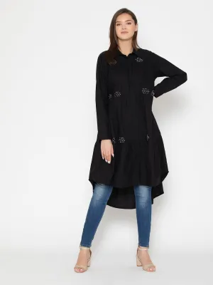 Black Cotton Eternal Noble Dotted Tunic