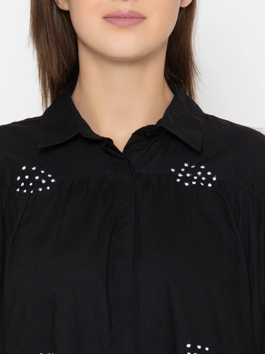 Black Cotton Eternal Noble Dotted Tunic