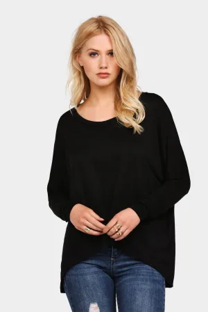 Black Crew Neck Loose Fit Top