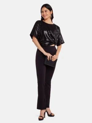 Black Embellished Cropped Top