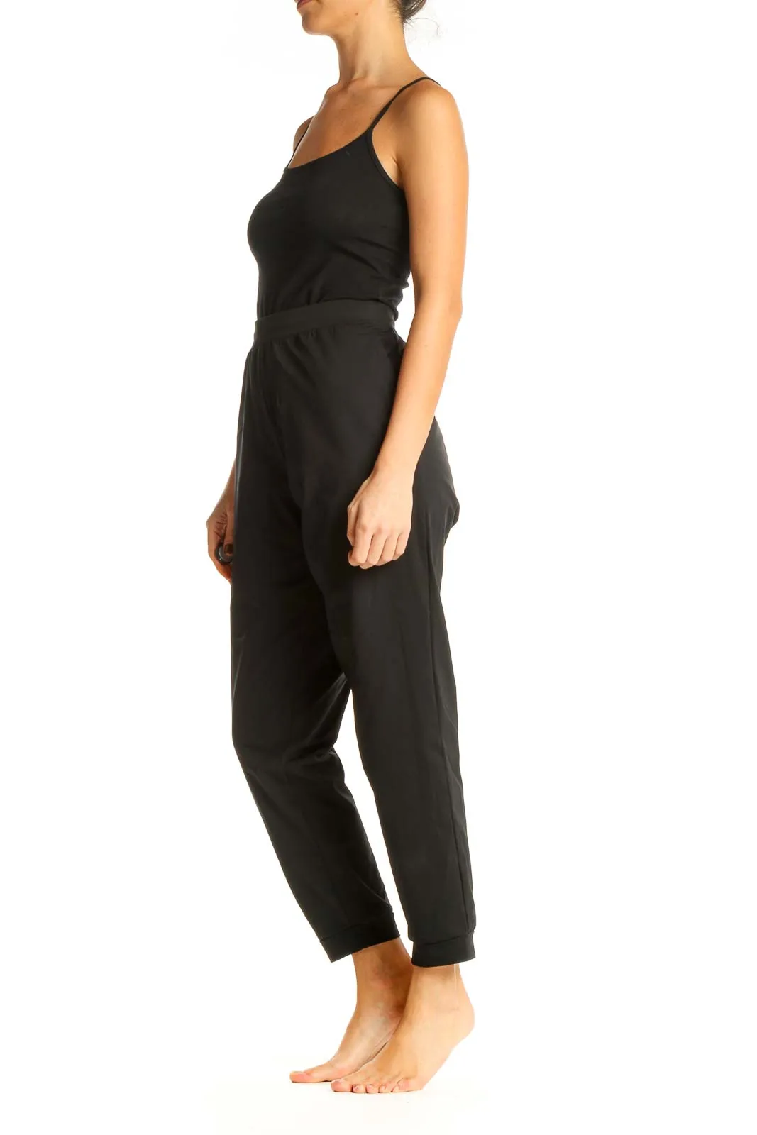 Black Textured Casual Sweatpants