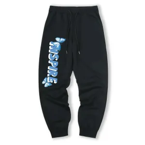 Blue butterfly casual trousers