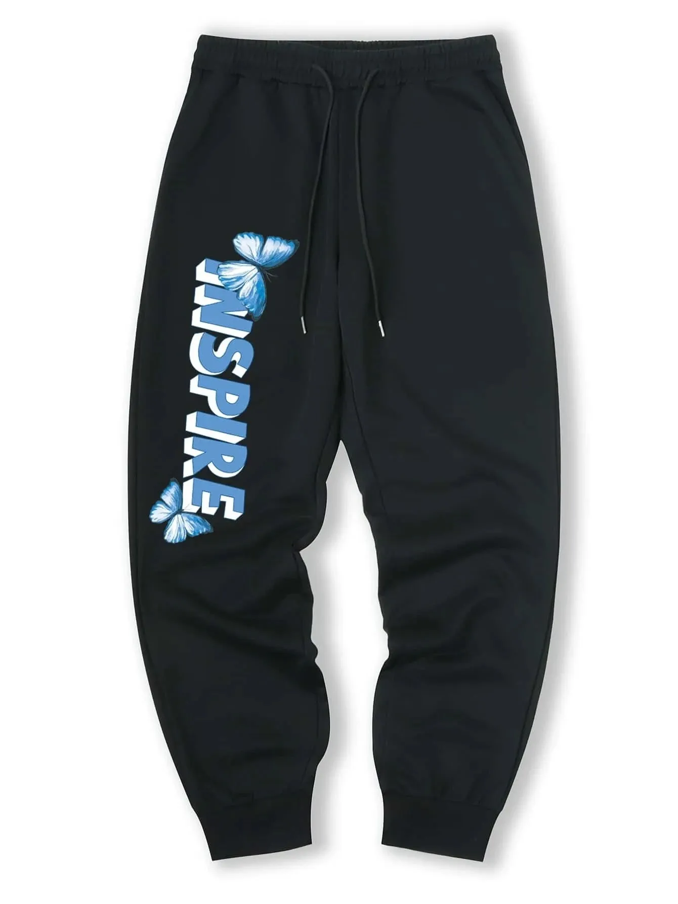 Blue butterfly casual trousers