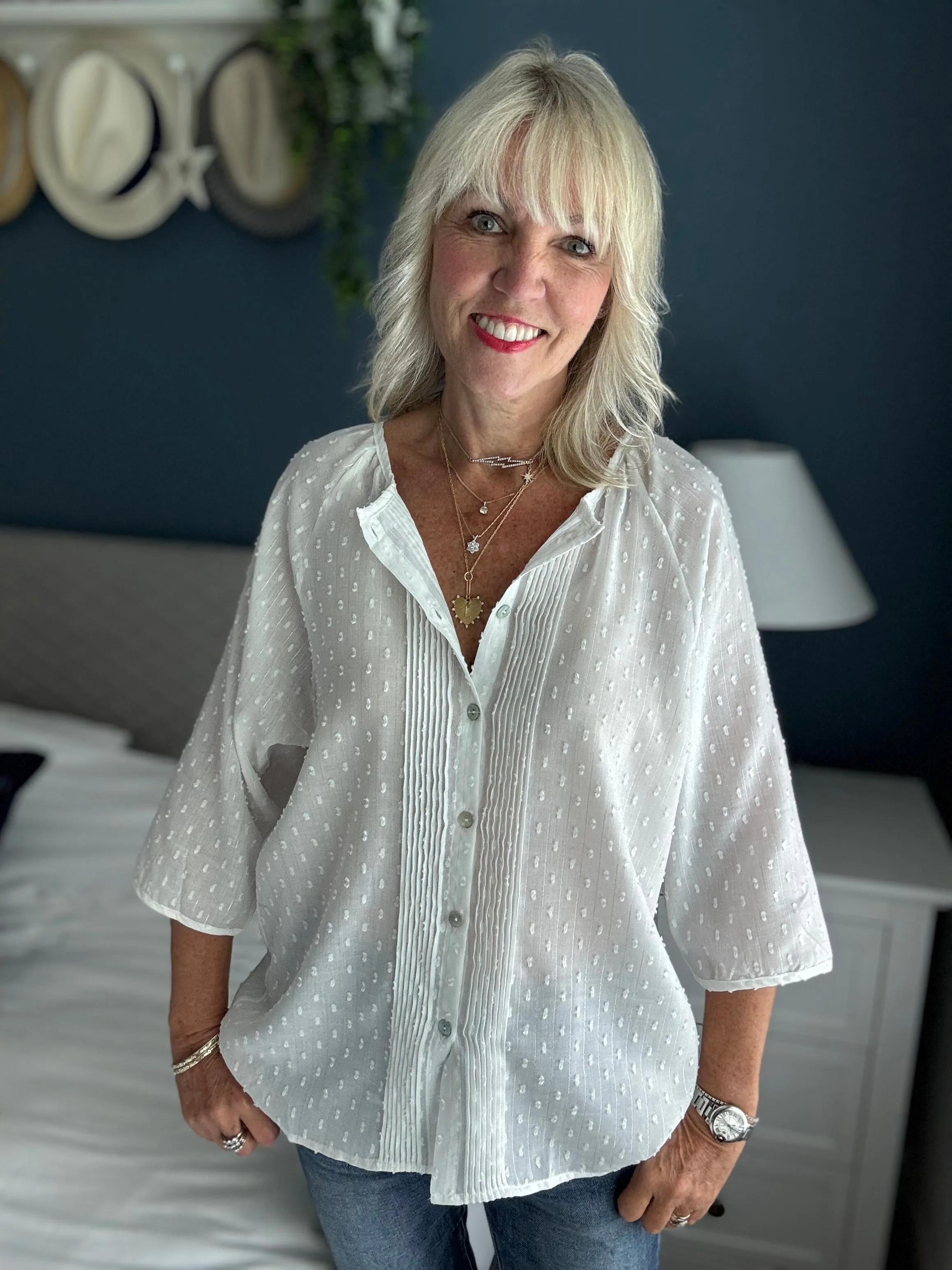 Bobble Blouse in Ivory & Silver
