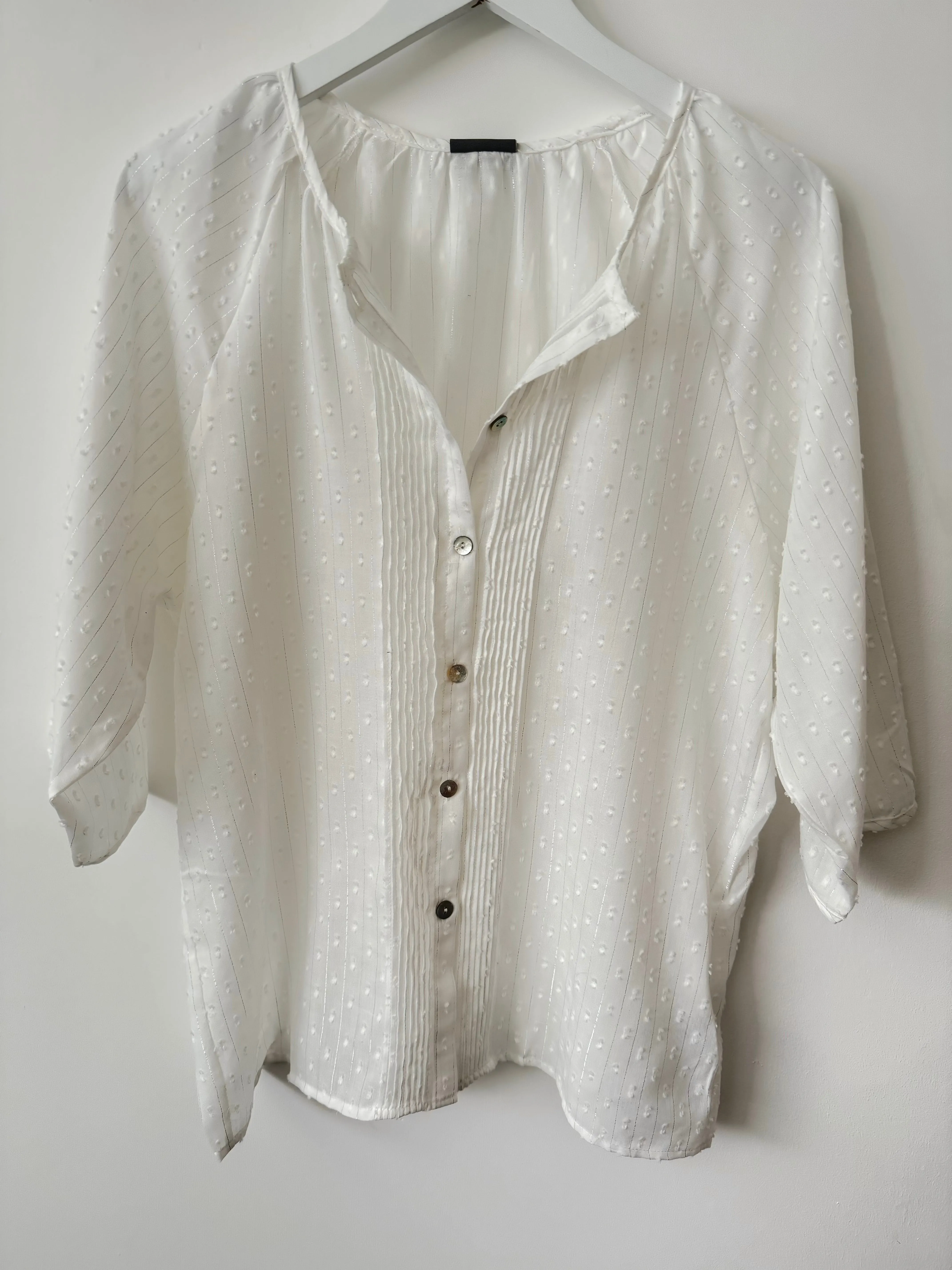 Bobble Blouse in Ivory & Silver