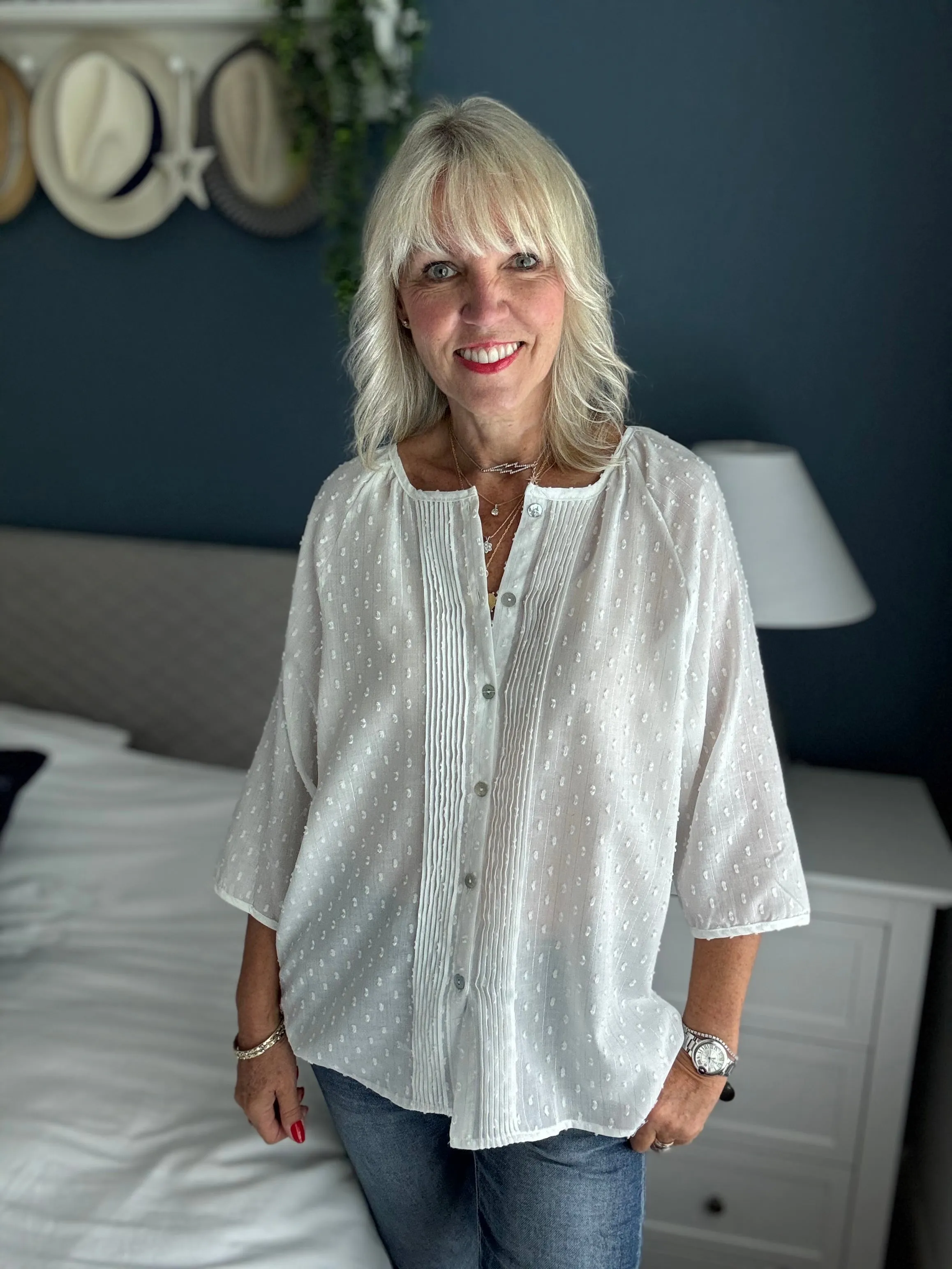 Bobble Blouse in Ivory & Silver