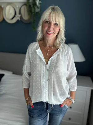 Bobble Blouse in Ivory & Silver