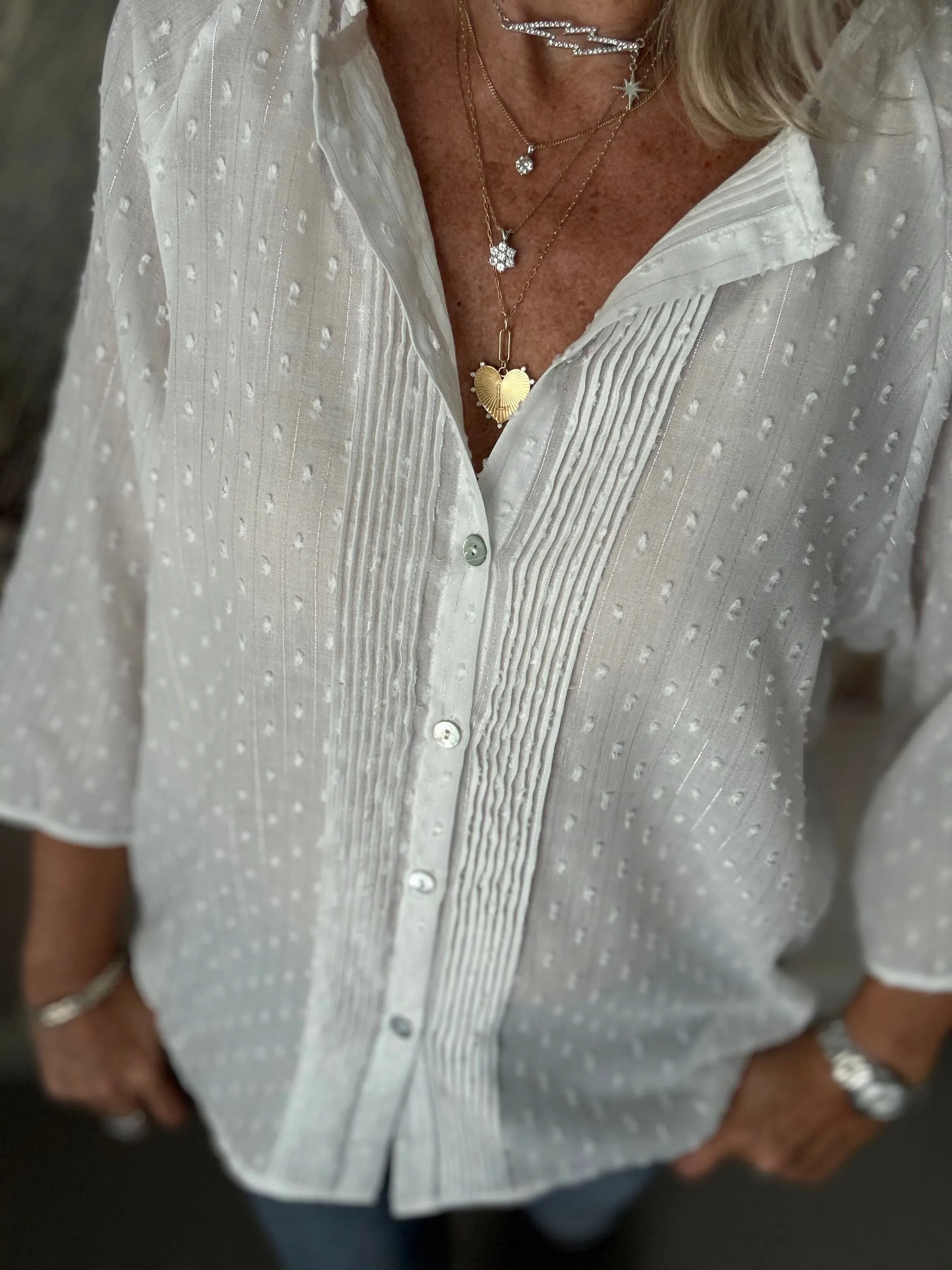 Bobble Blouse in Ivory & Silver