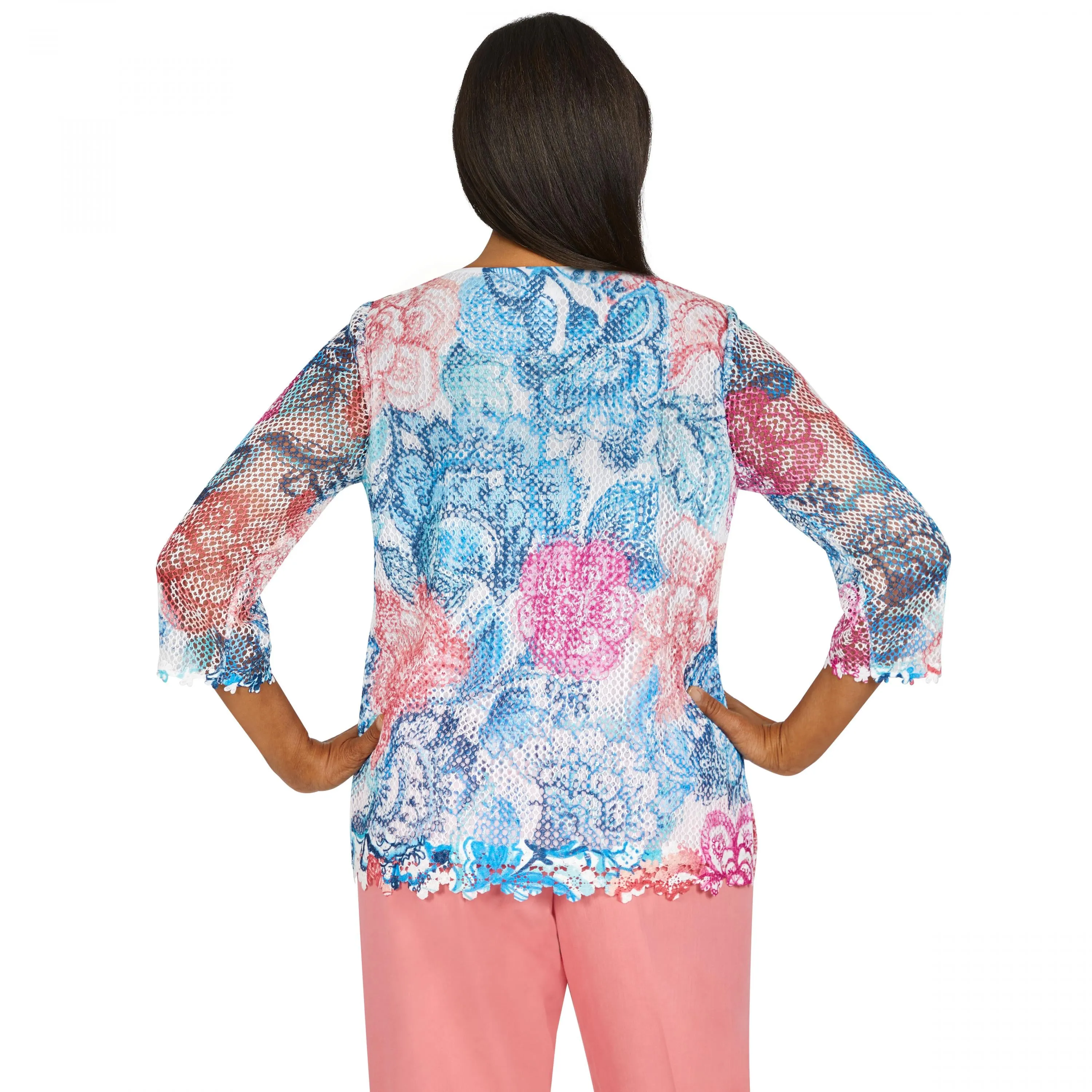 Boho Vibes Batik Floral Texture Lace Shirt  Petite