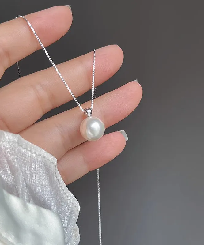 Brief Silk Stainless Steel Pearl Pendant Necklace ET012