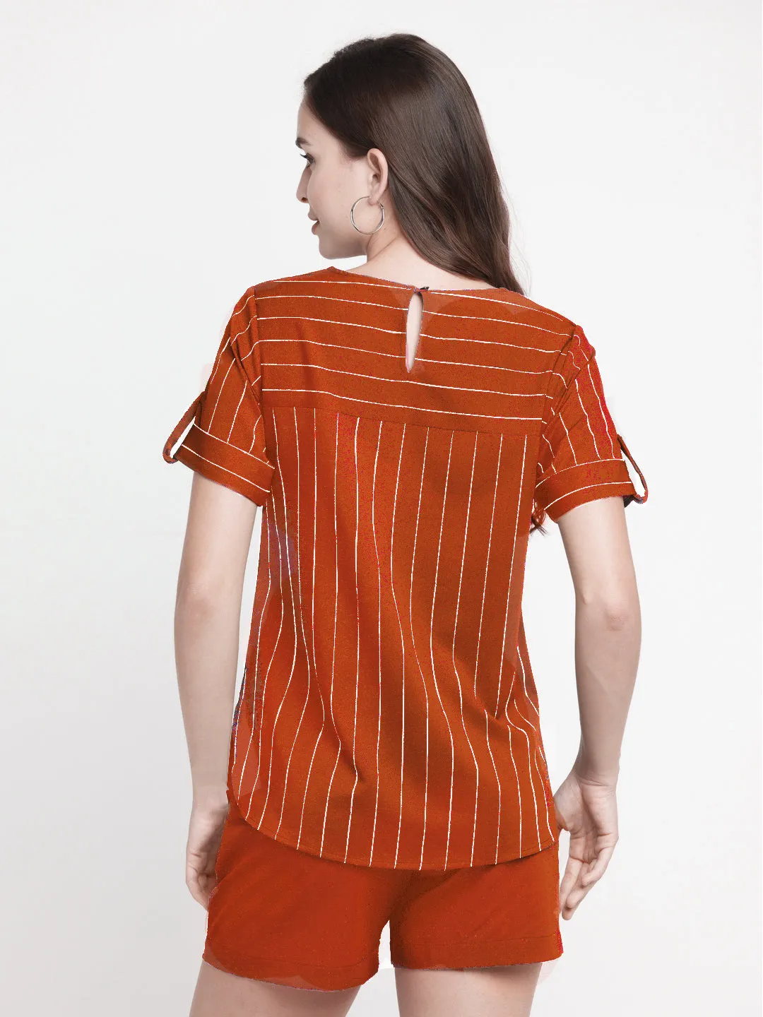 Brown Striped Regular Top