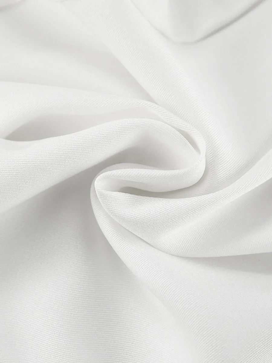 Casual Commuting White Stitching High Waist Wide Leg Pants