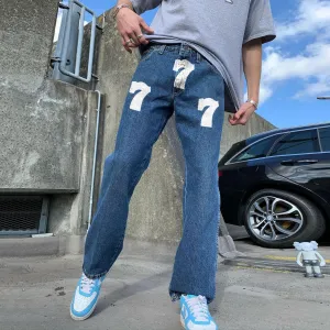 Casual personality digital print jeans