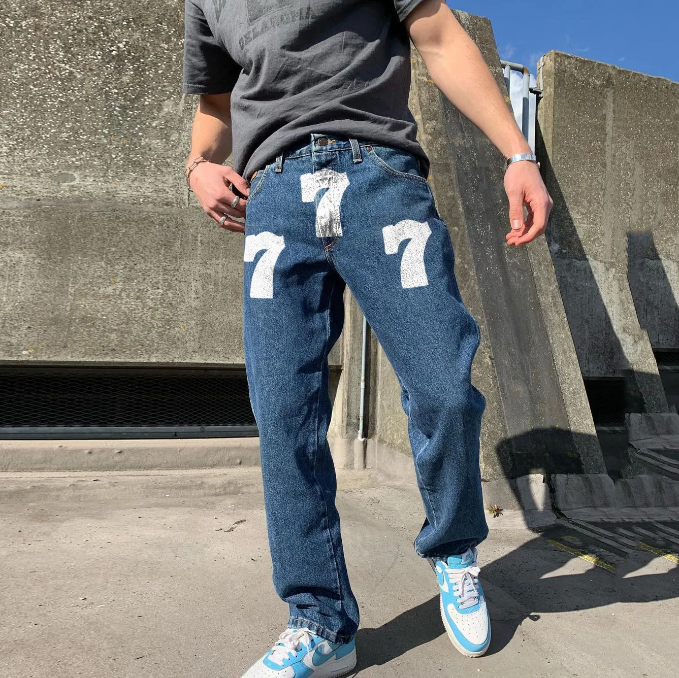 Casual personality digital print jeans