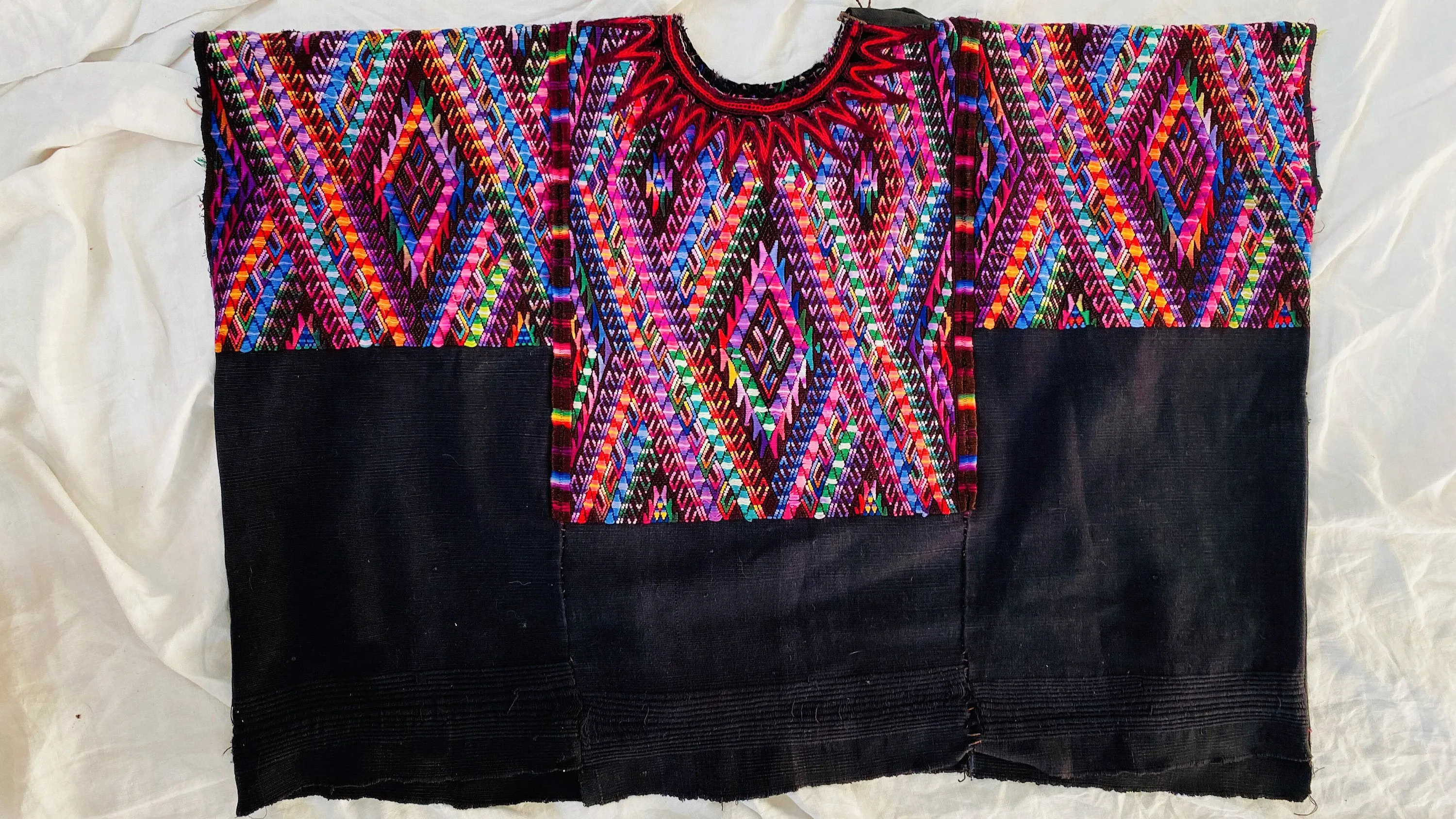 Ceremonial Guatemalan Huipil. Silk & Cotton Chichicastenango.