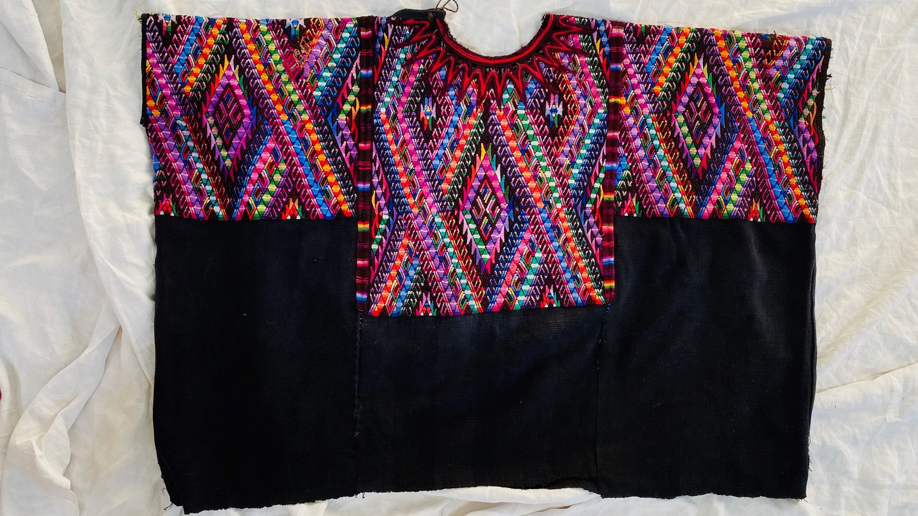 Ceremonial Guatemalan Huipil. Silk & Cotton Chichicastenango.