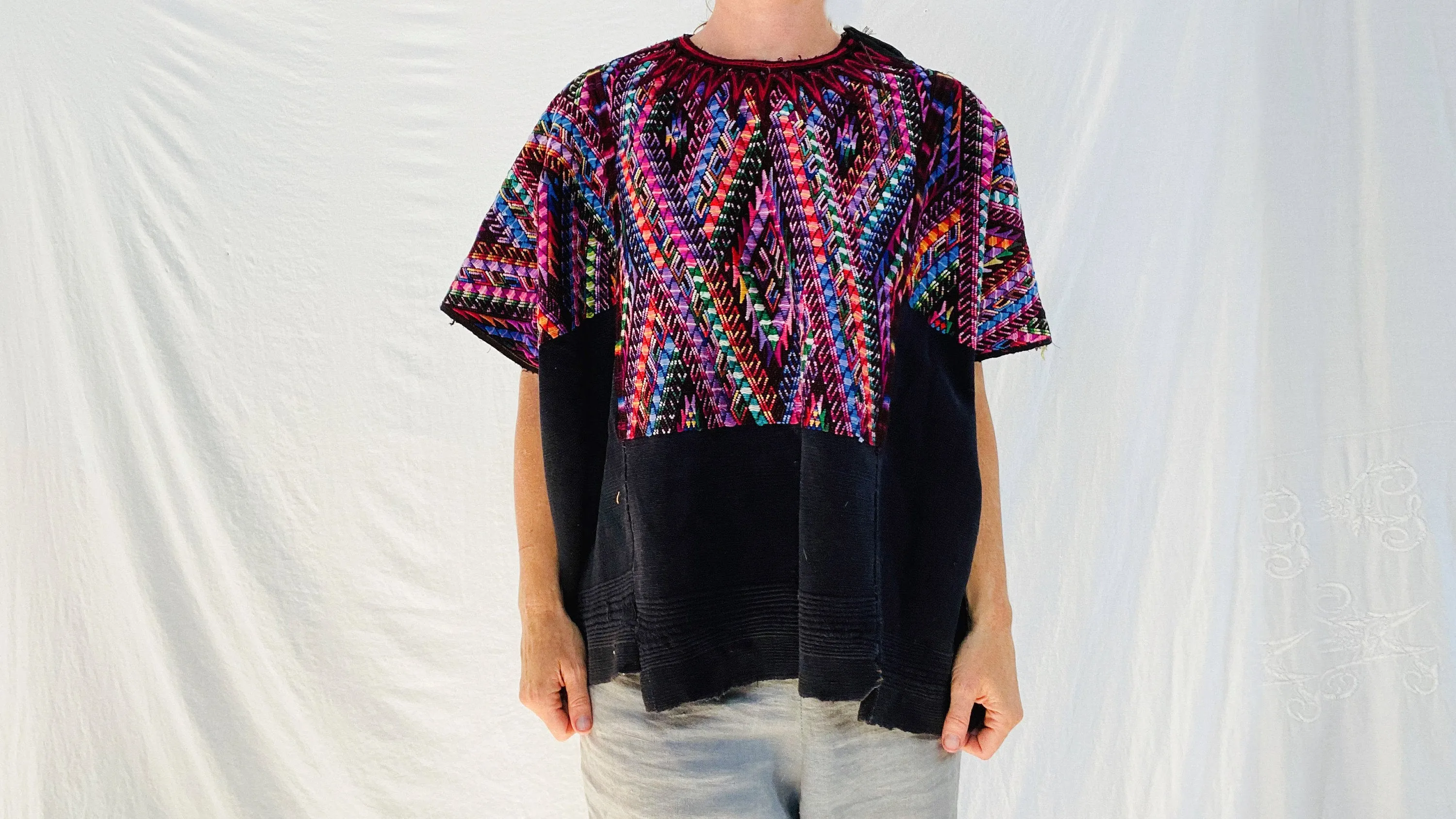 Ceremonial Guatemalan Huipil. Silk & Cotton Chichicastenango.