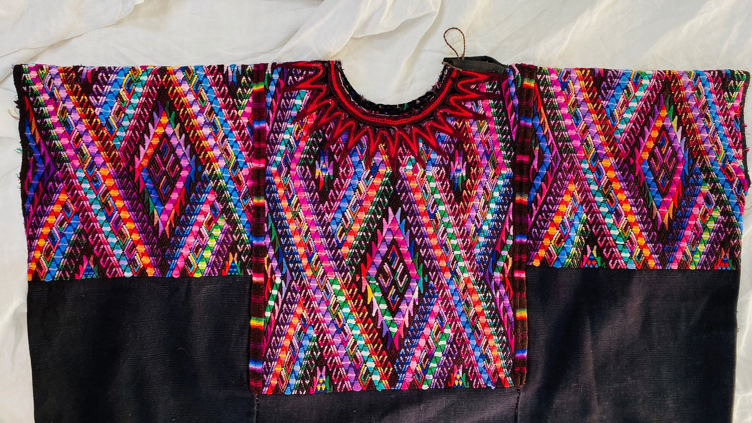 Ceremonial Guatemalan Huipil. Silk & Cotton Chichicastenango.