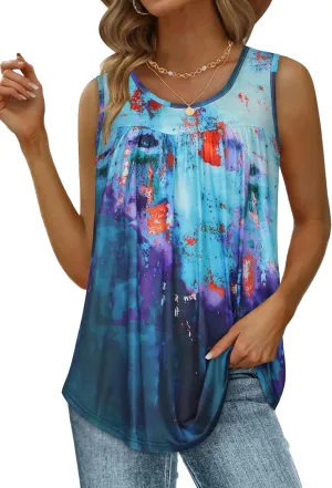CHICGAL Womens Tank Tops Summer Sleeveless Blouse Crewneck Casual Loose Fit Tunic Shirt