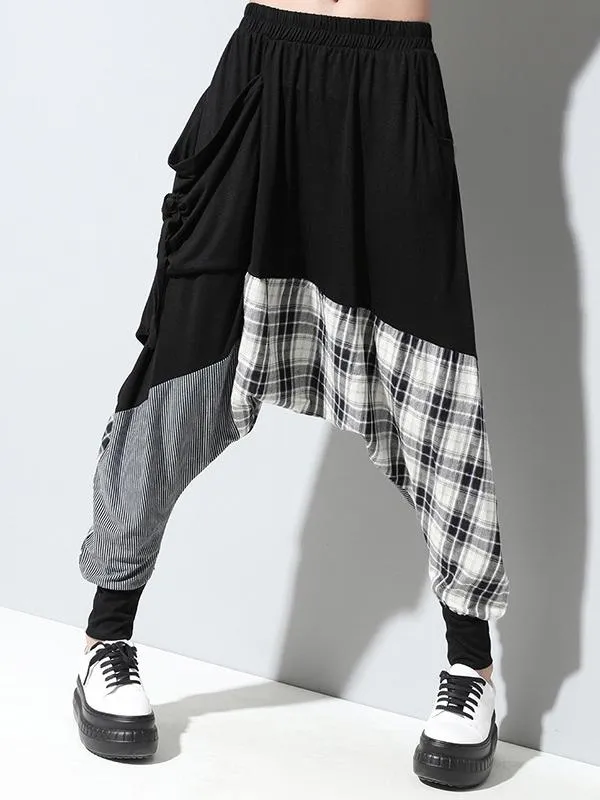 Chicmy-Loose Plaid Split-joint Harem Pants