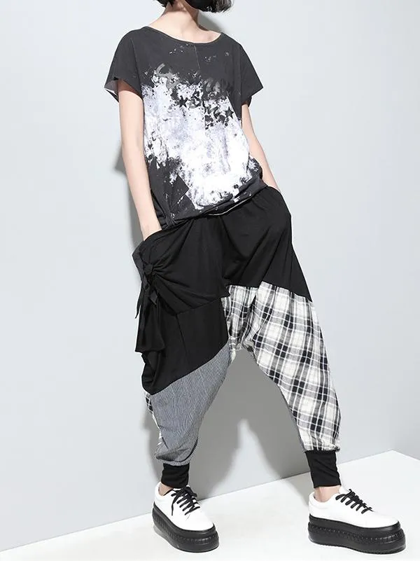 Chicmy-Loose Plaid Split-joint Harem Pants