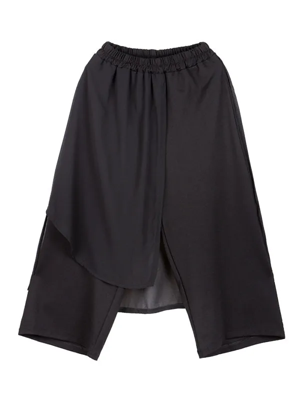 Chiffon Split-Joint Asymmetric Wide-Leg Pants