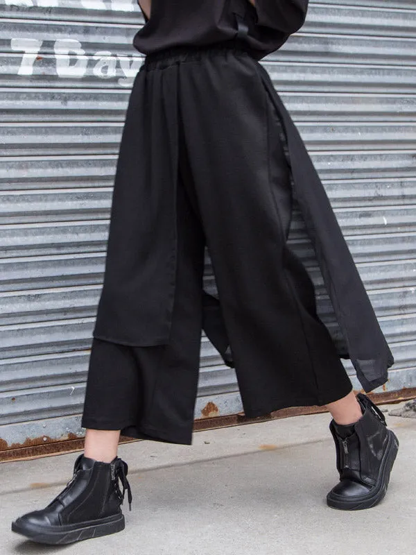 Chiffon Split-Joint Asymmetric Wide-Leg Pants