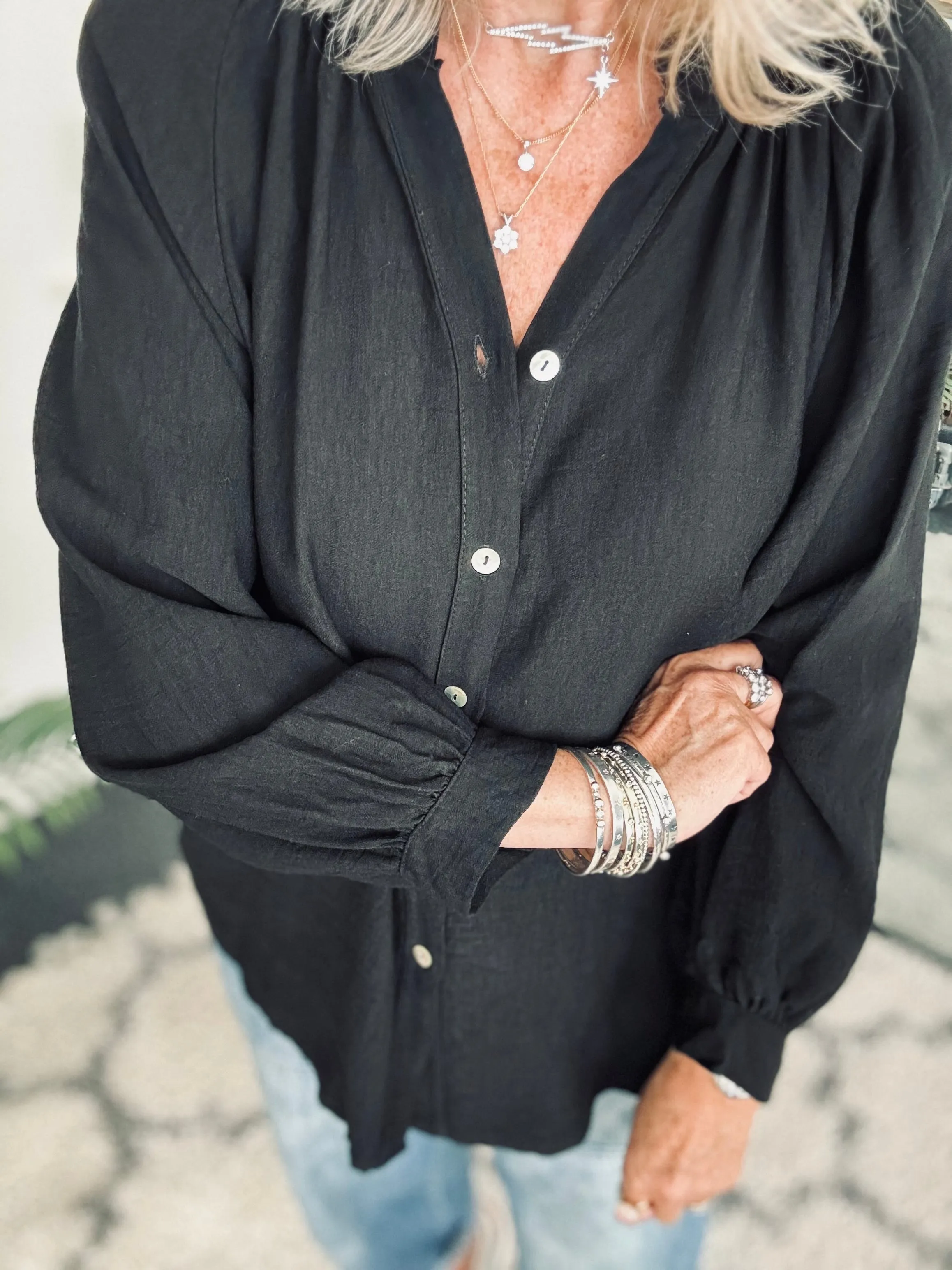Classic Crepe Blouse in Black