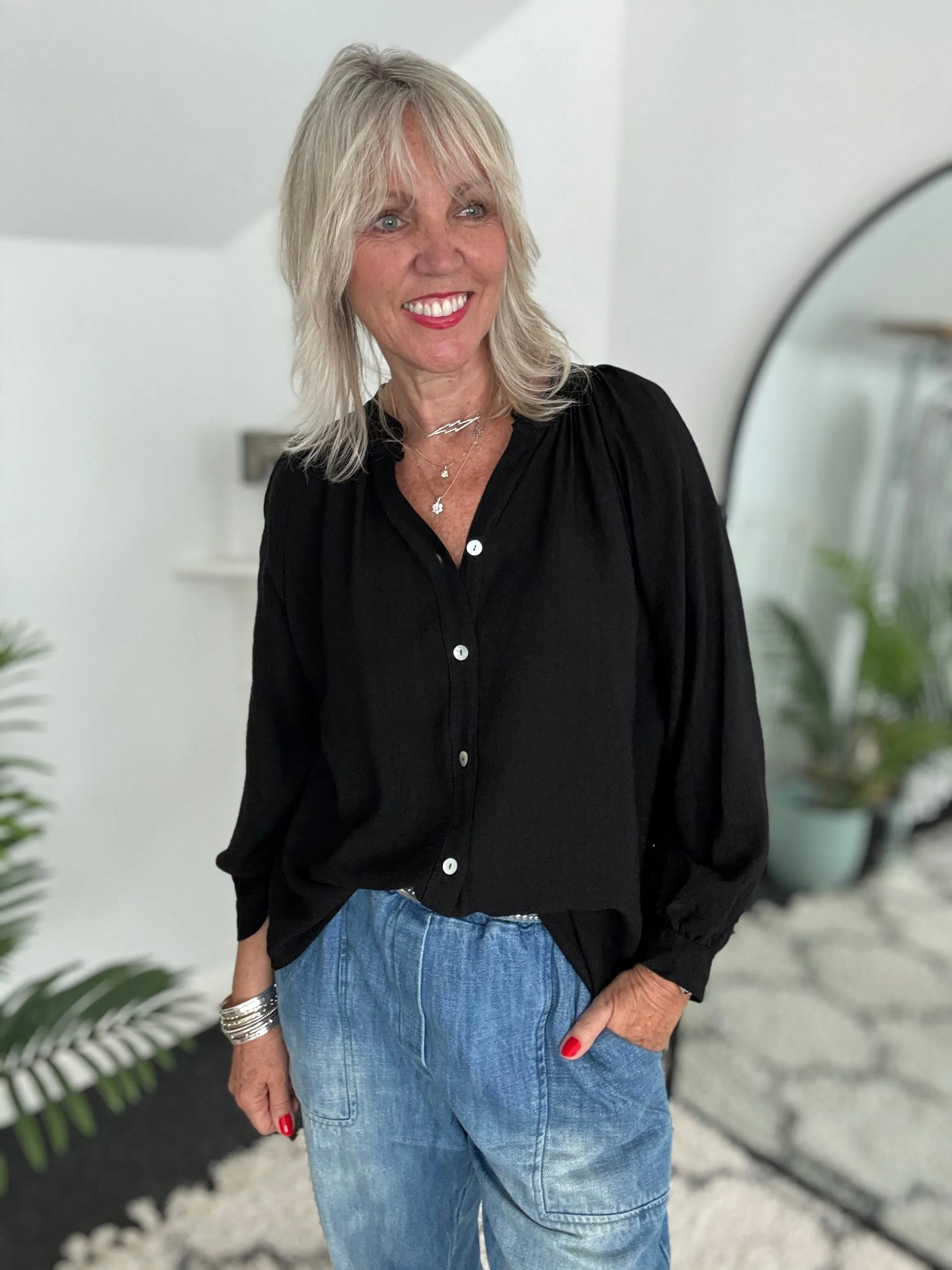 Classic Crepe Blouse in Black