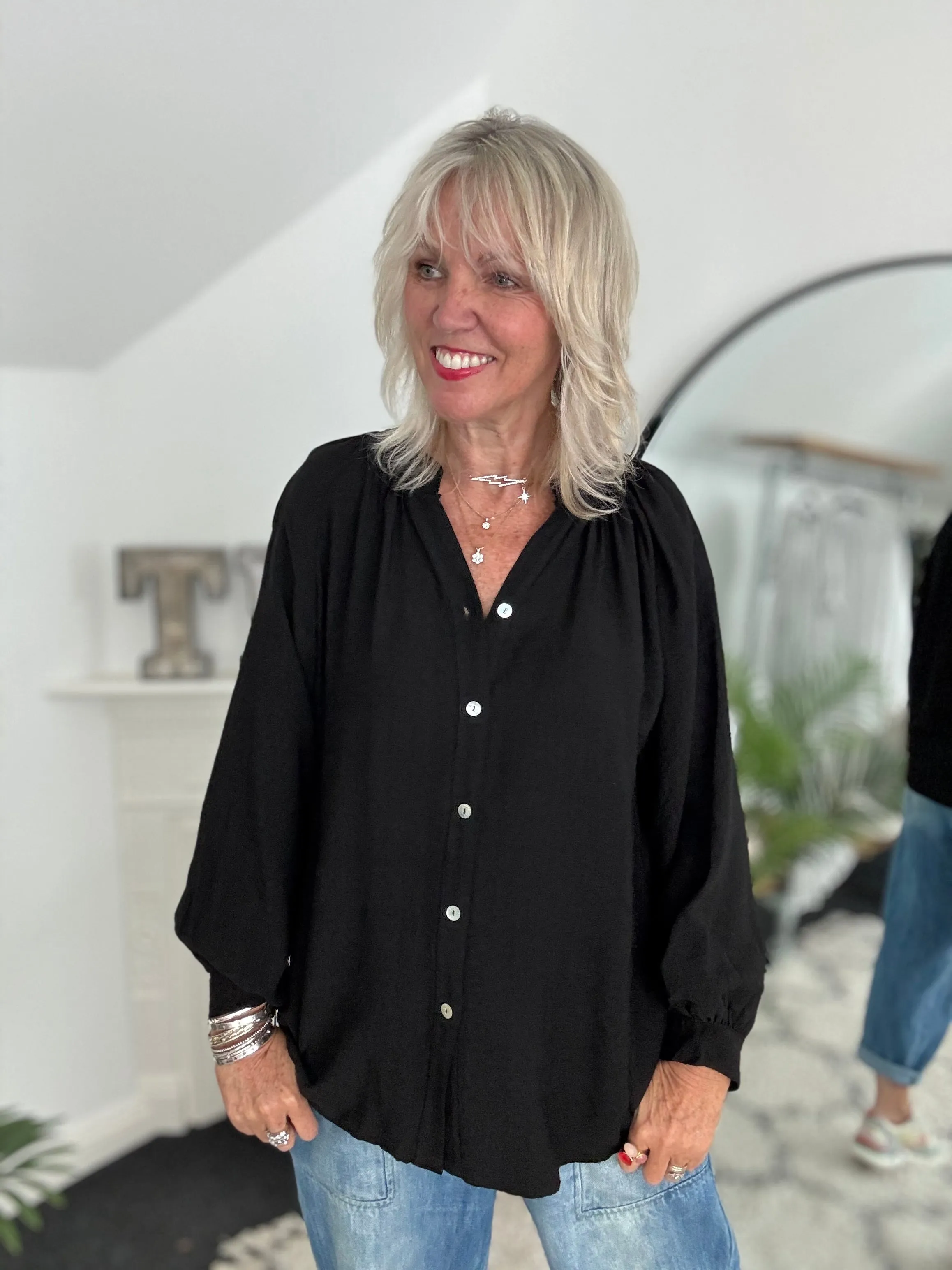 Classic Crepe Blouse in Black