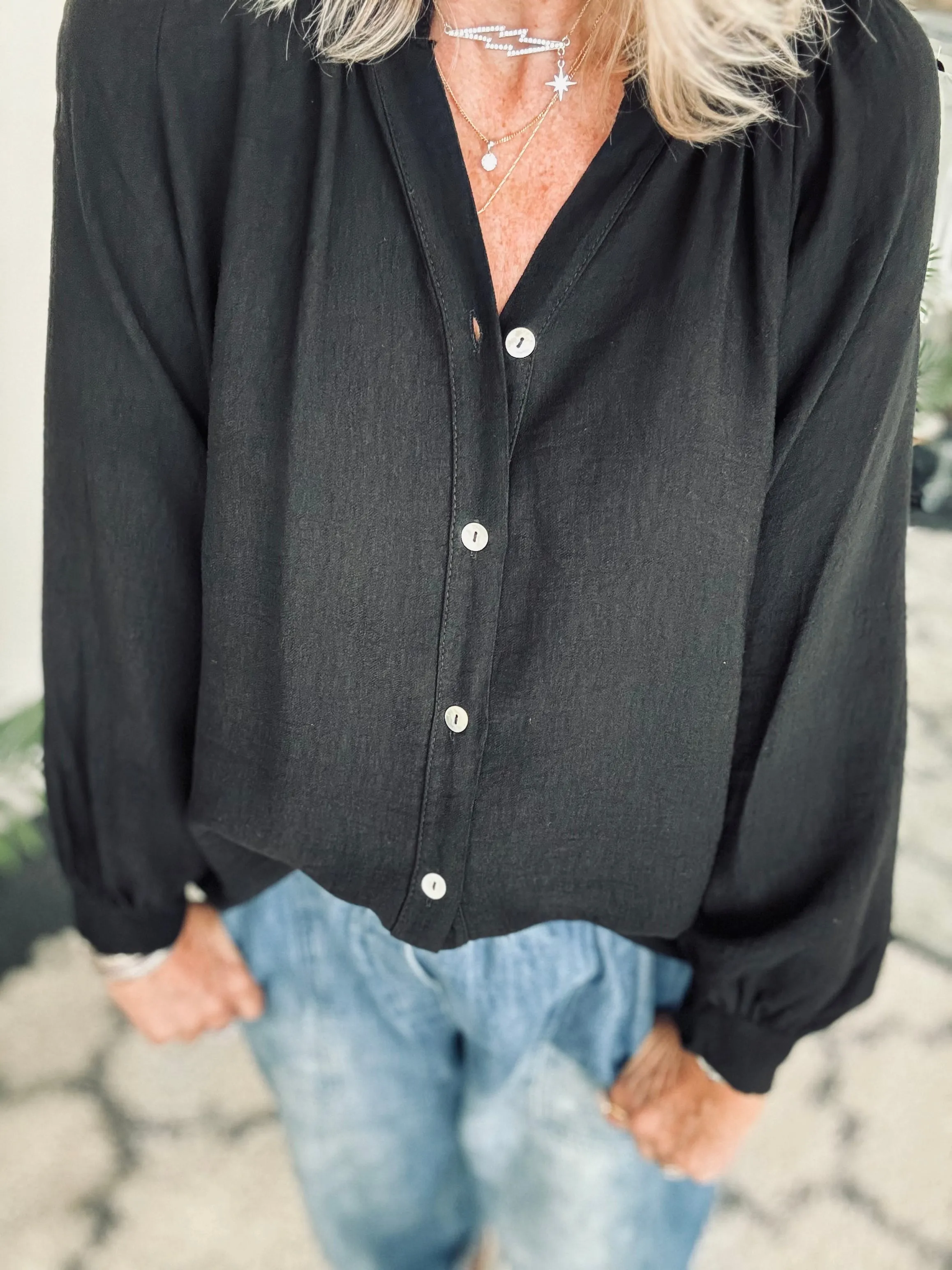 Classic Crepe Blouse in Black