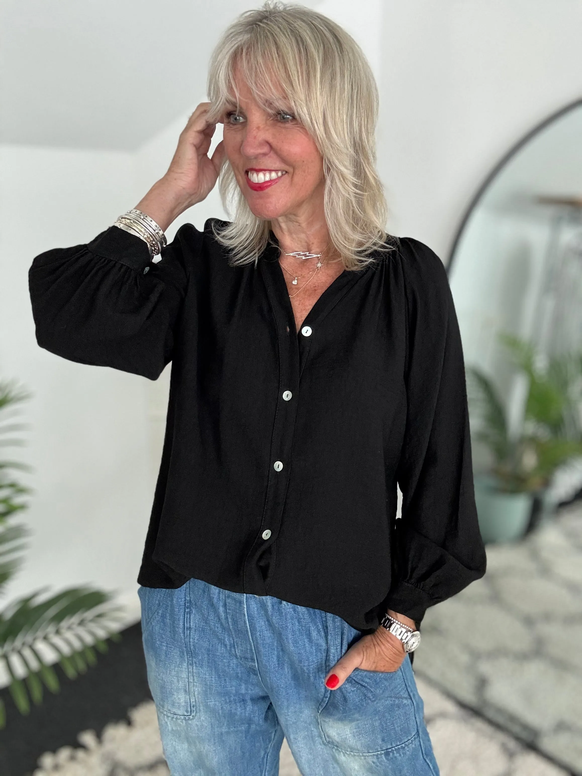 Classic Crepe Blouse in Black
