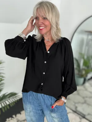 Classic Crepe Blouse in Black