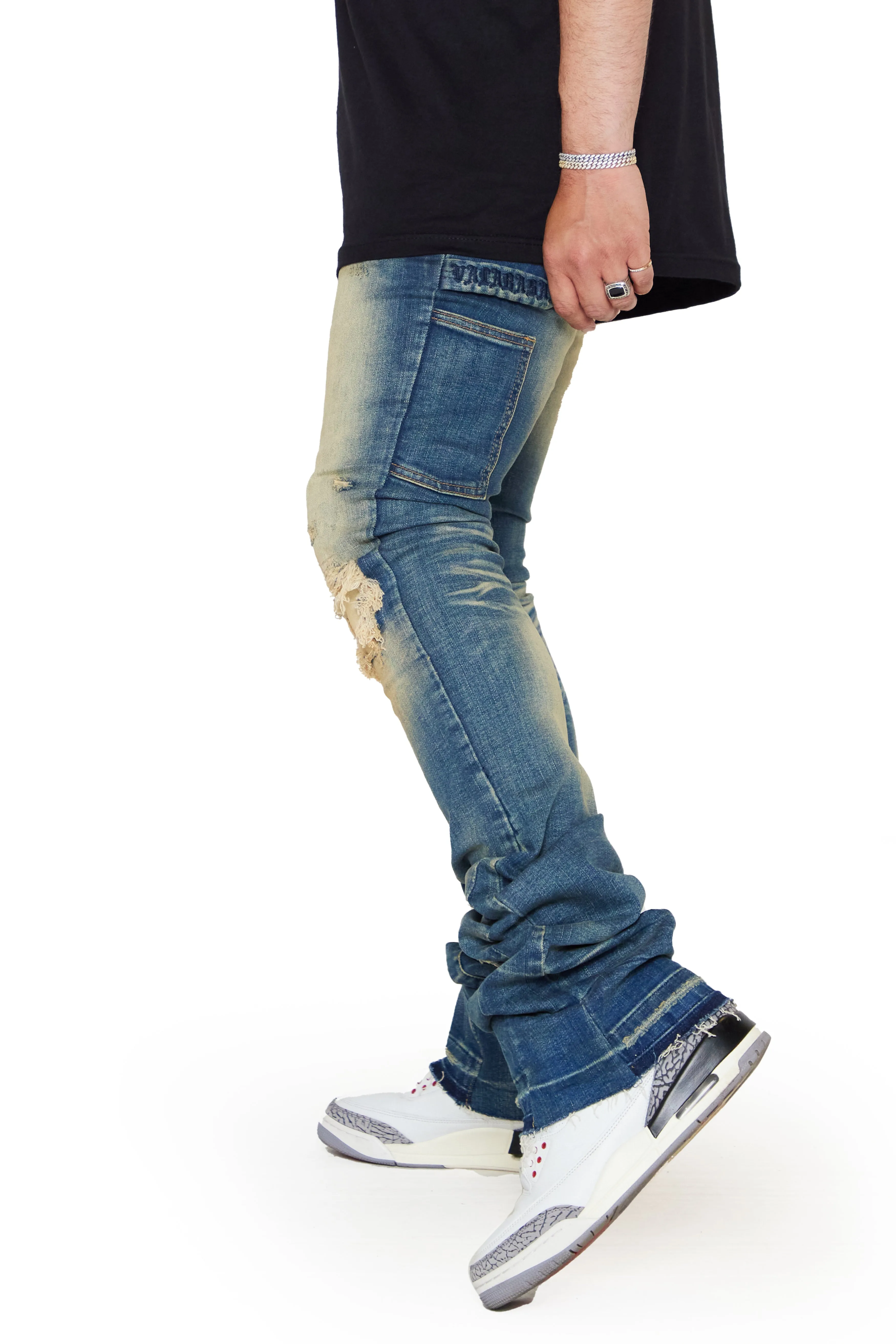 “COMBAT" DIRTY VINTAGE SUPER STACKED FLARE JEAN